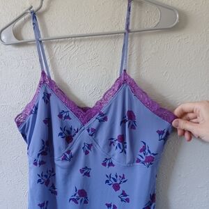 Wild Fable Floral Lace Trim Purple Slip Dress